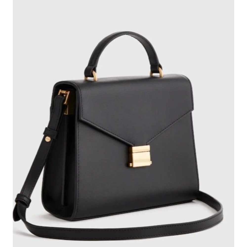 Quince top handle crossbody satchel Italian leather Black  Purse gold hardware